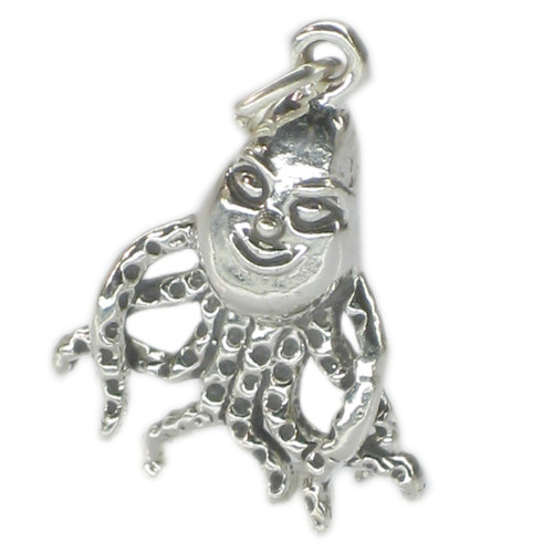 Octopus sterling silver charm .925 octopuses octopi octopodes A3