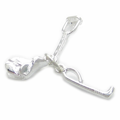 Horse riding sterling silver charm .925 Saddle Crop Stirrup charms