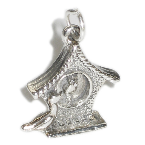 Birds in a bird box sterling silver charm .925 x 1 Birdbox charms