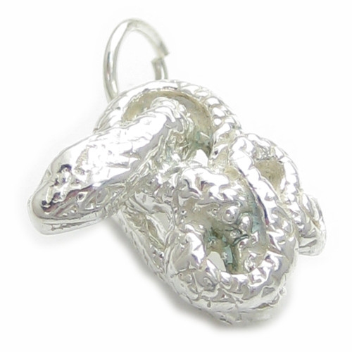 Coiled Snake sterling silver charm .925 Snakes charms