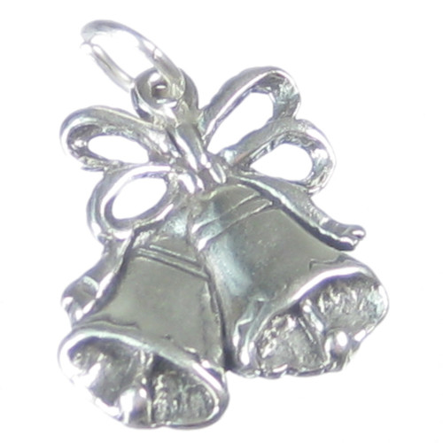 Wedding Bells sterling silver 2D charm .925 x 1 Weddings Bell charms