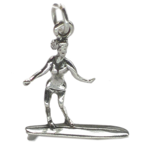 Surfer on board sterling silver charm .925 x 1 Surfing charms