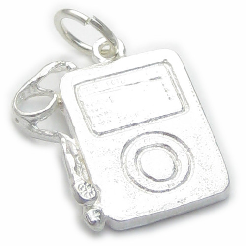 MP3 music player 2D sterling silver charm .925 Players charms