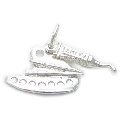 Artists Pallet and Paint sterling silver charm .925 x 1 Painting charms