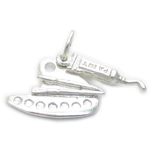 Artists Pallet and Paint sterling silver charm .925 Painting charms