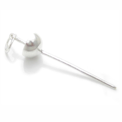 Fencing sword sterling silver charm .925 x 1 Foil Rapier swords charms