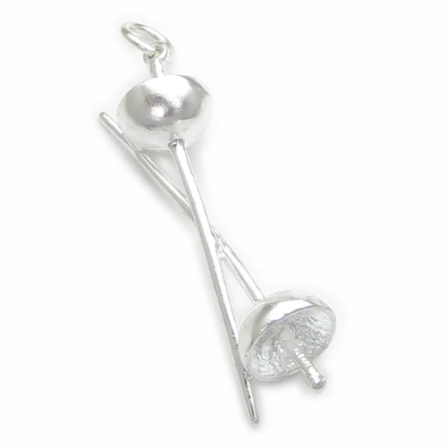 Swords Crossed sterling silver charm .925 Fencing Foils Sword charms