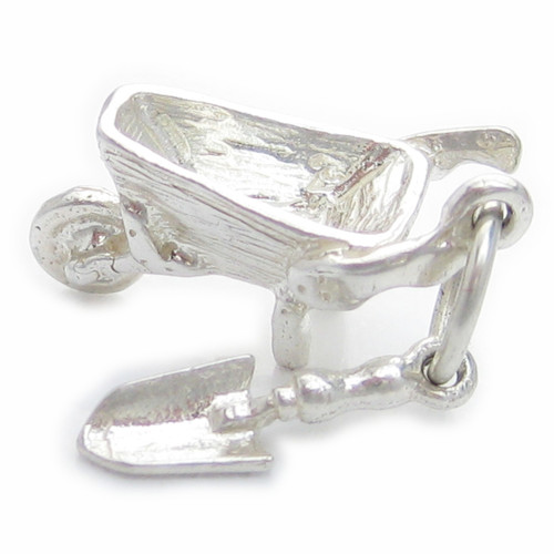 Sterling Silver Wheelbarrow and Trowel Charm .925 x 1 Gardening charms