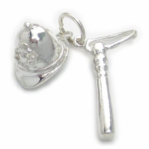 Police Truncheon and Helmet sterling silver charm .925 x1 Policing charms