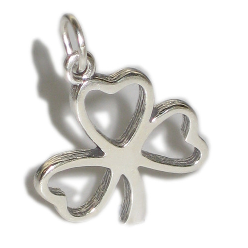 Shamrock Clover leaf strling silver charm .925 x 1 Lucky charms