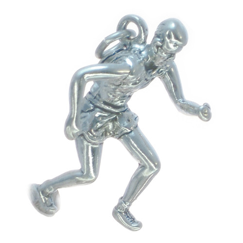 Marathon runner large sterling silver charm .925 Marathons Runners