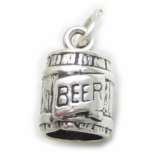 Keg of Beer sterling silver charm .925 x 1 Drinking Barrel charms
