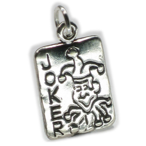Joker playing card sterling silver charm .925 x 1 Cards Games charms