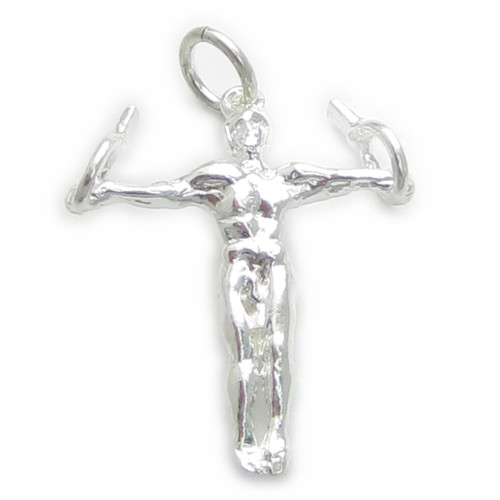Gymnast On Rings sterling silver charm .925 x 1 Gymnastics Athletics