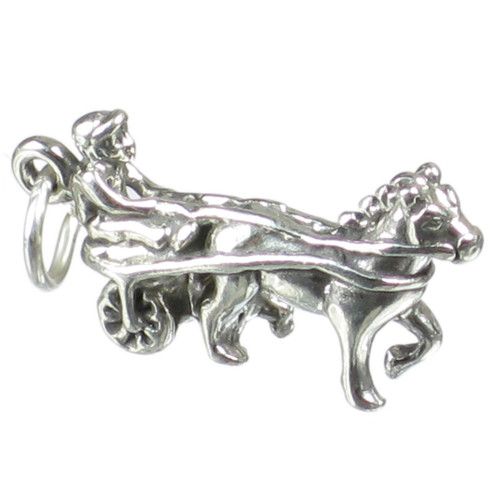 Harness racing sterling silver charm .925 Horses Horse Races