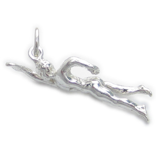 Swimmer  sterling silver charm .925 x 1 Swimming Swim charms