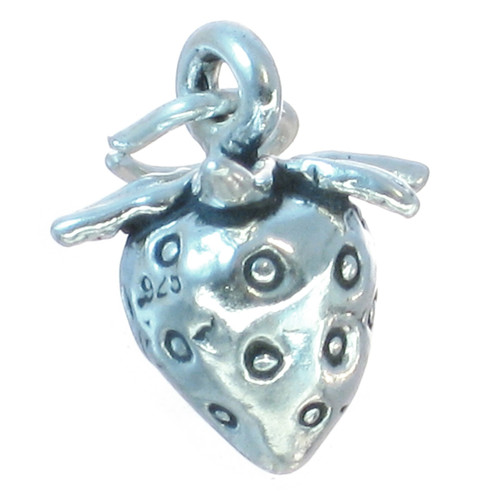 Strawberry sterling silver charm .925 Fruit strawberries charms