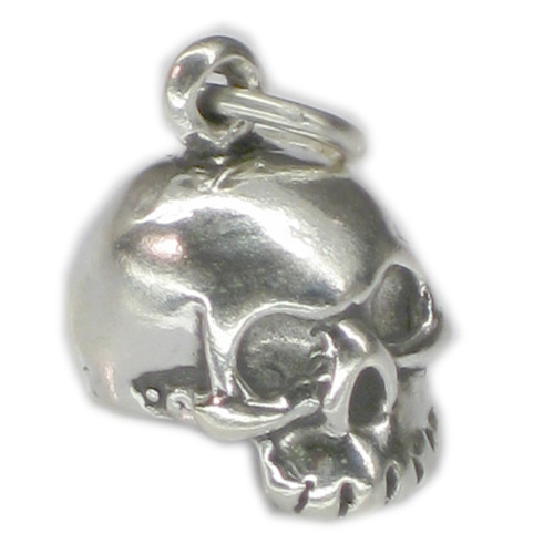 Skull sterling silver charm .925 x 1 Halloween skulls horror charms