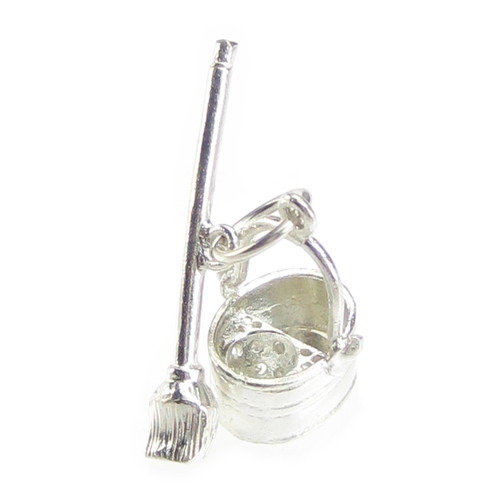 Mop and Bucket sterling silver charm .925 x 1 Cleaners Cleaning charms