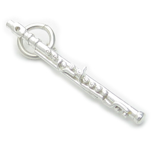 Flute sterling silver charm .925 x 1 Music Orchestra and Flutes charms