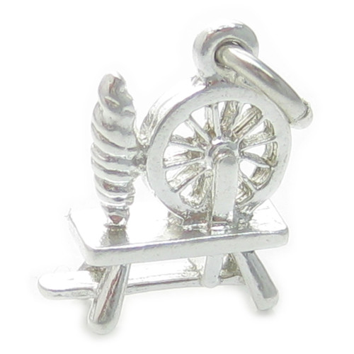 Spinning wheel sterling silver charm .925 x 1 Sewing charms B