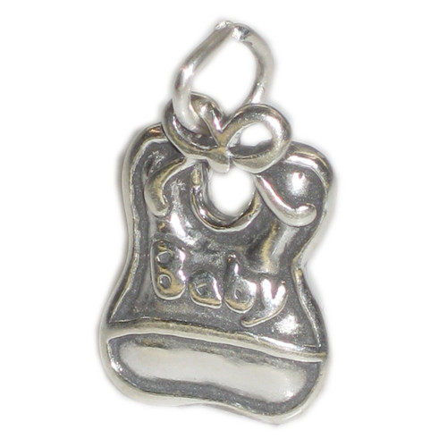 Baby bib sterling silver charm .925 Baby dribble charms