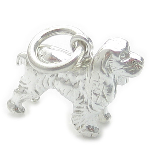 Spaniel dog sterling silver charm .925 x 1 Happy Spaniels Dogs charms