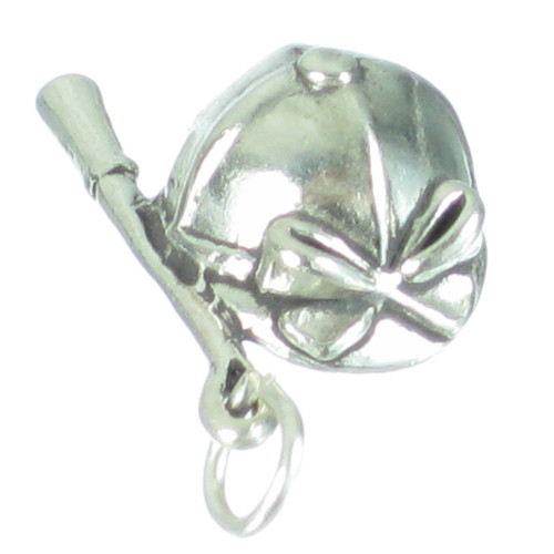 Riding Hat with crop sterling silver charm .925 x 1 Horse Rider charms