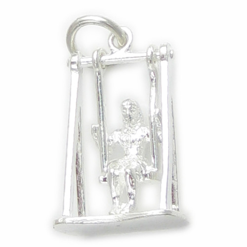 A girl on a swing sterling silver movable charm .925 x 1 Swings charms