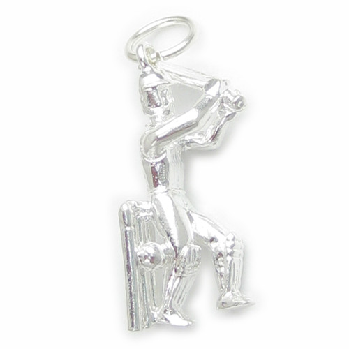 Cricket Player sterling silver charm .925 x 1 Cricketing charms