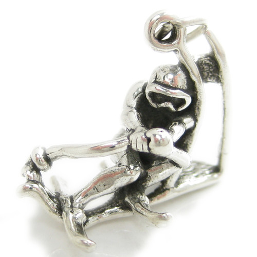 Slalom Skier sterling silver charm .925 x 1 Skiing charms