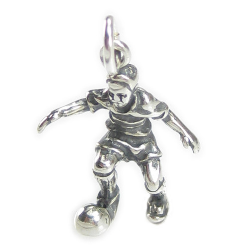 Boy football player sterling silver charm .925 x 1 Soccer charms