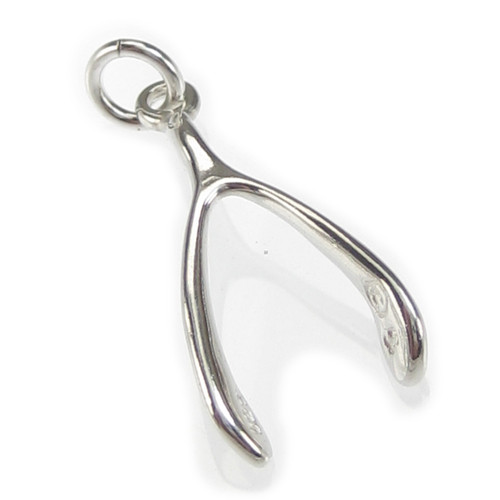 Wishbone sterling silver charm .925 x 1 Lucky and Lucky charms