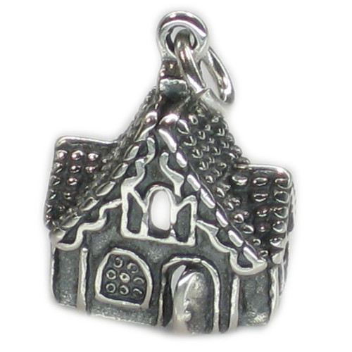 Gingerbread House 2D sterling silver charm .925 x 1 Sweets charms
