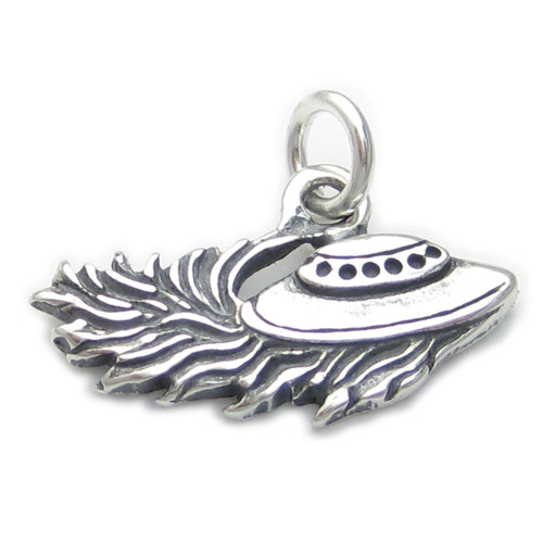 UFO 2D Spaceship sterling silver charm .925 Flying Saucer charms