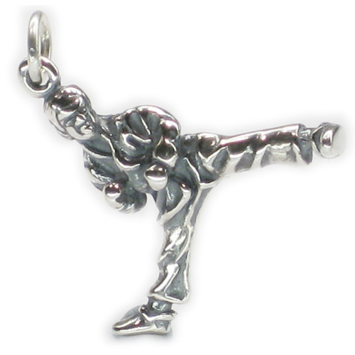 Martial Arts Kick sterling silver charm .925 Judo Kung Fu charms