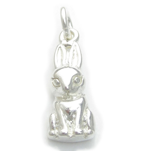 Rabbit 2D sterling silver charm .925 x 1 Easter Bunnies Rabbits charms