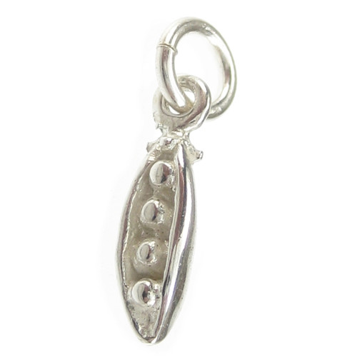 Peas in Pod TINY sterling silver charm .925 x 1 Pea Pods charms