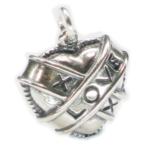 Love Heart sterling silver charm 2D .925 x 1 Loving Caring charms