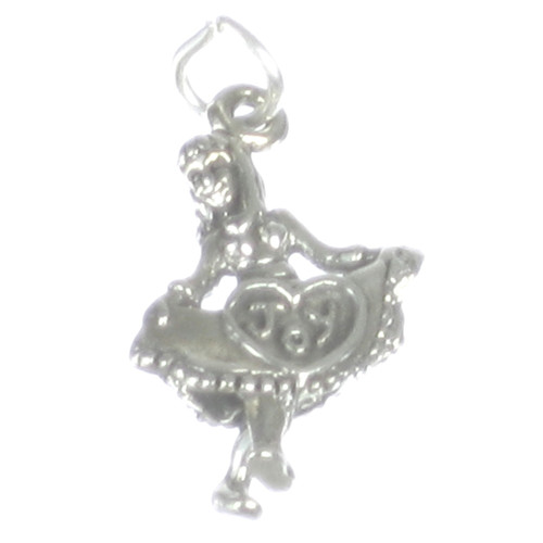 Girl Dancing with Joy Heart sterling silver charm .925 x 1 Happy charms