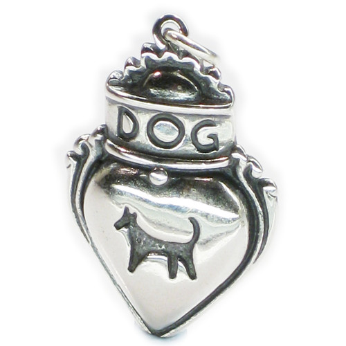 Dog 2D sterling silver charm pendant .925 x 1 Dogs charms