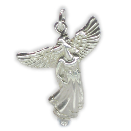 Angel 2D sterling silver charm pendant .925 Angels and Holy protection