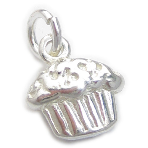 Cup Cake Muffin TINY sterling silver charm .925 x 1 Muffins cakes charms