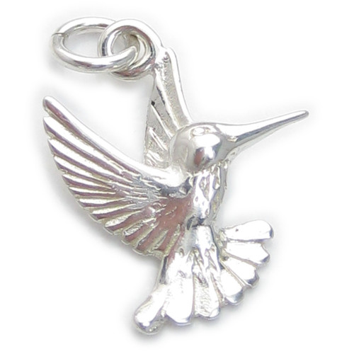 Hummingbird 2D sterling silver charm .925 x 1 Humming Birds charms