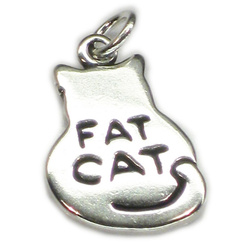 Fat Cat sterling silver charm .925 x 1 Porky cats charms