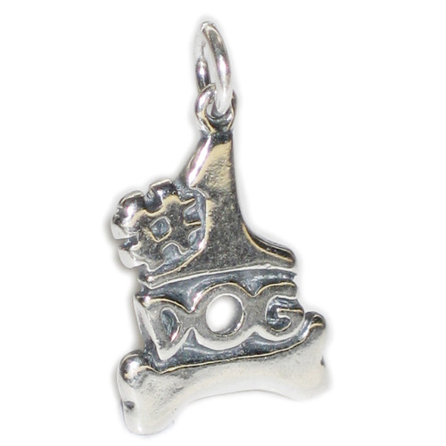 Number 1 Dog with bone sterling silver charm .925 x 1 Dogs charms