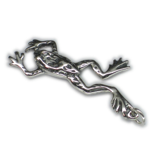 Frog - Toad large 2D sterling silver charm or pendant .925 x 1