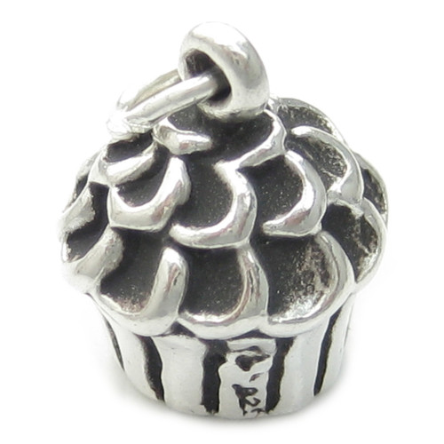 Muffin Cup Fairy Cake Queen sterling silver charm .925 x 1 cakes charms