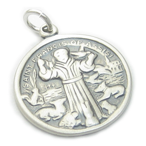 Francis of Assisi sterling silver charm pendant .925 Francesco