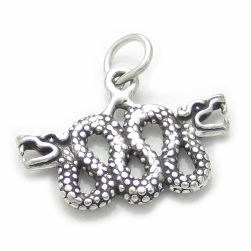 Dragon double headed sterling silver charm Dragons Mayan Chinese